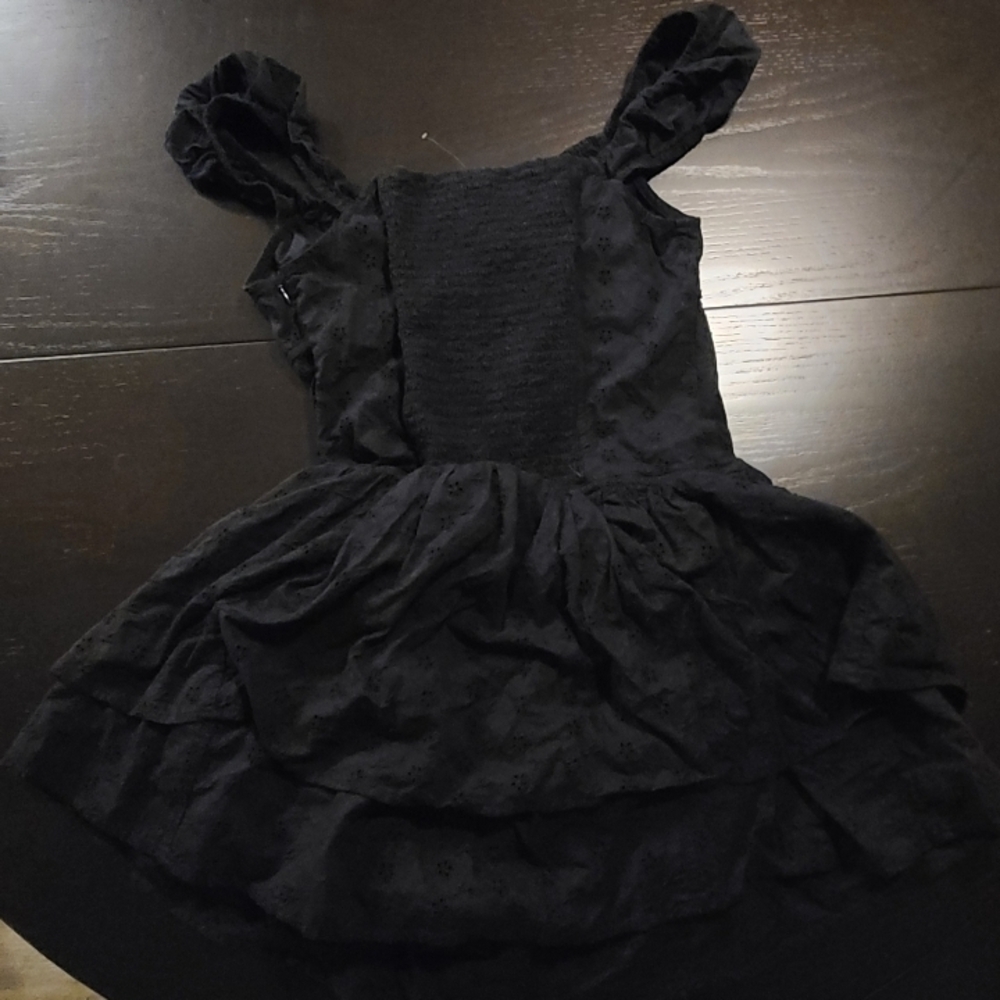 #90 - Black Eyelet Lace Ruffle Layer Skirt Romper, Medium - Picture 10 of 10